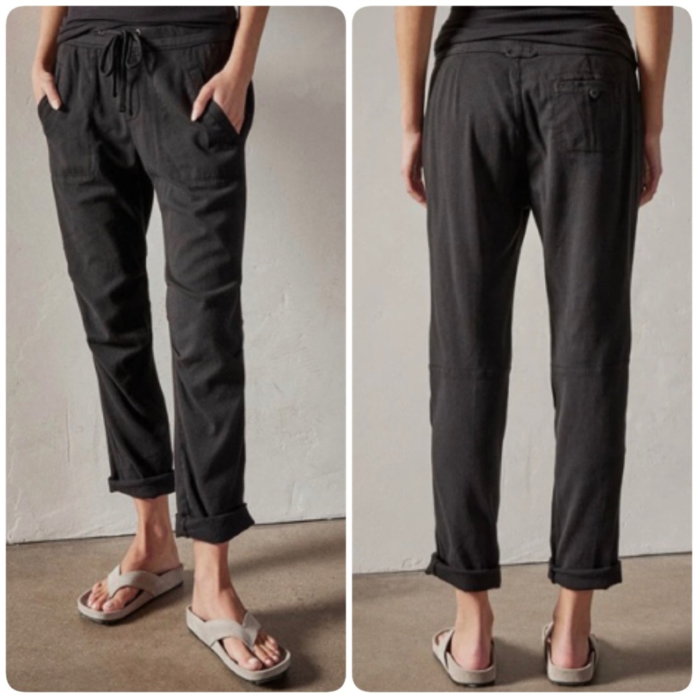 James Perse Sz 2 Black Soft Utility Drawstring Pants Medium M Joggers Sweatpants